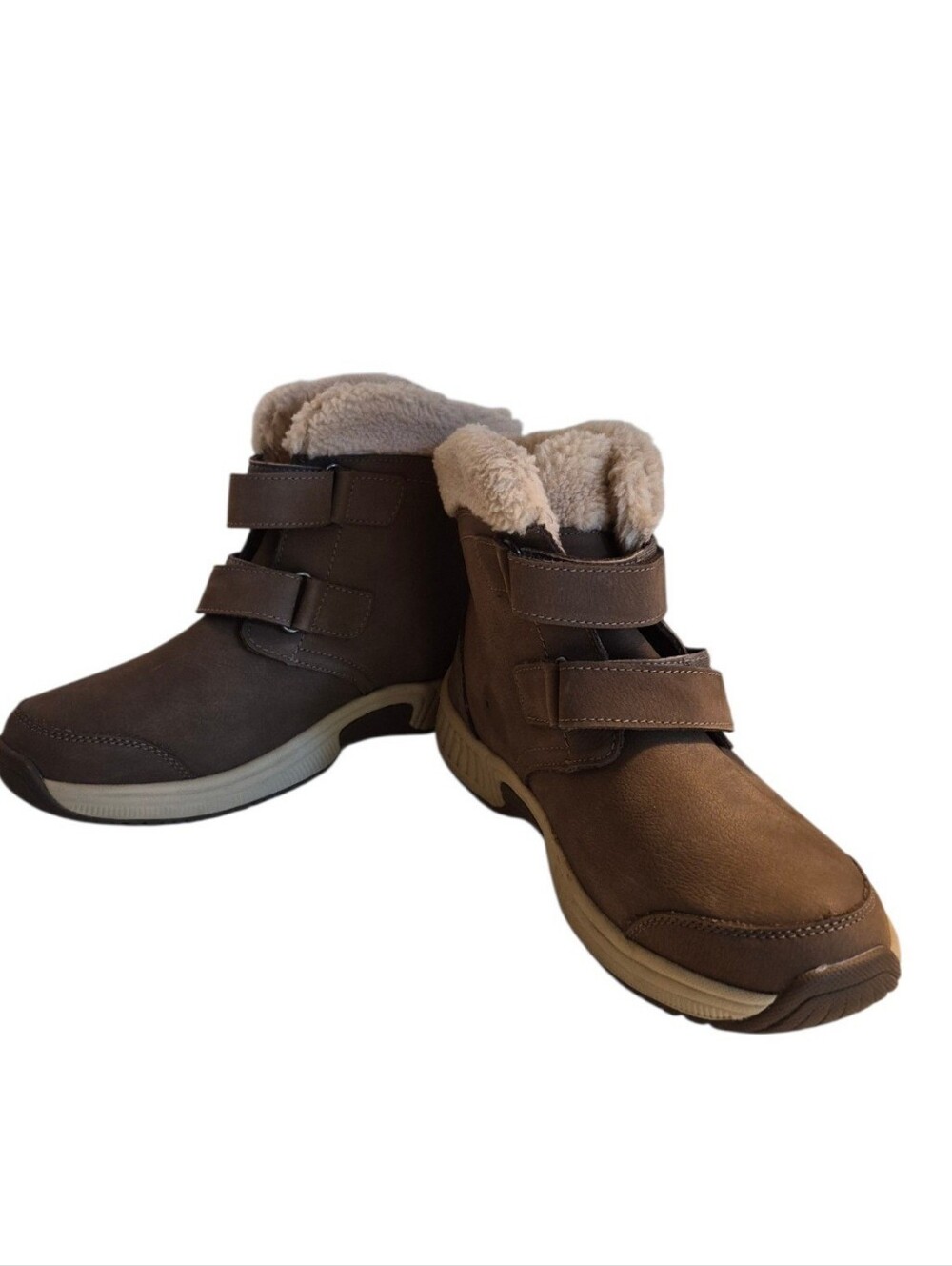 Orthofeet Brown Winter Ankle Boots Water Resistant Faux Sherpa 8.5 Wide NWOB